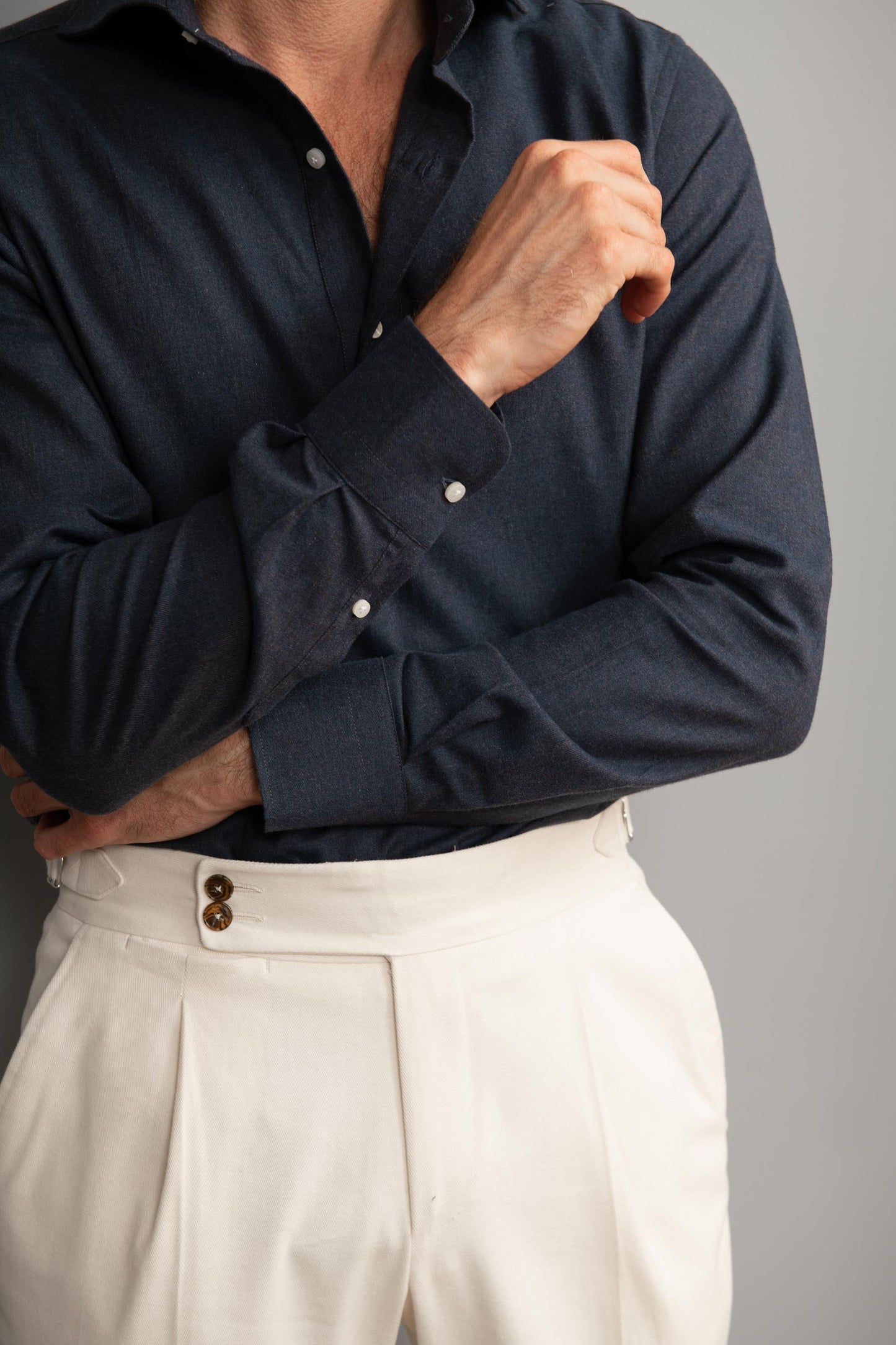 “Soragna Capsule Collection”米白色棉质长裤 - 意大利制造