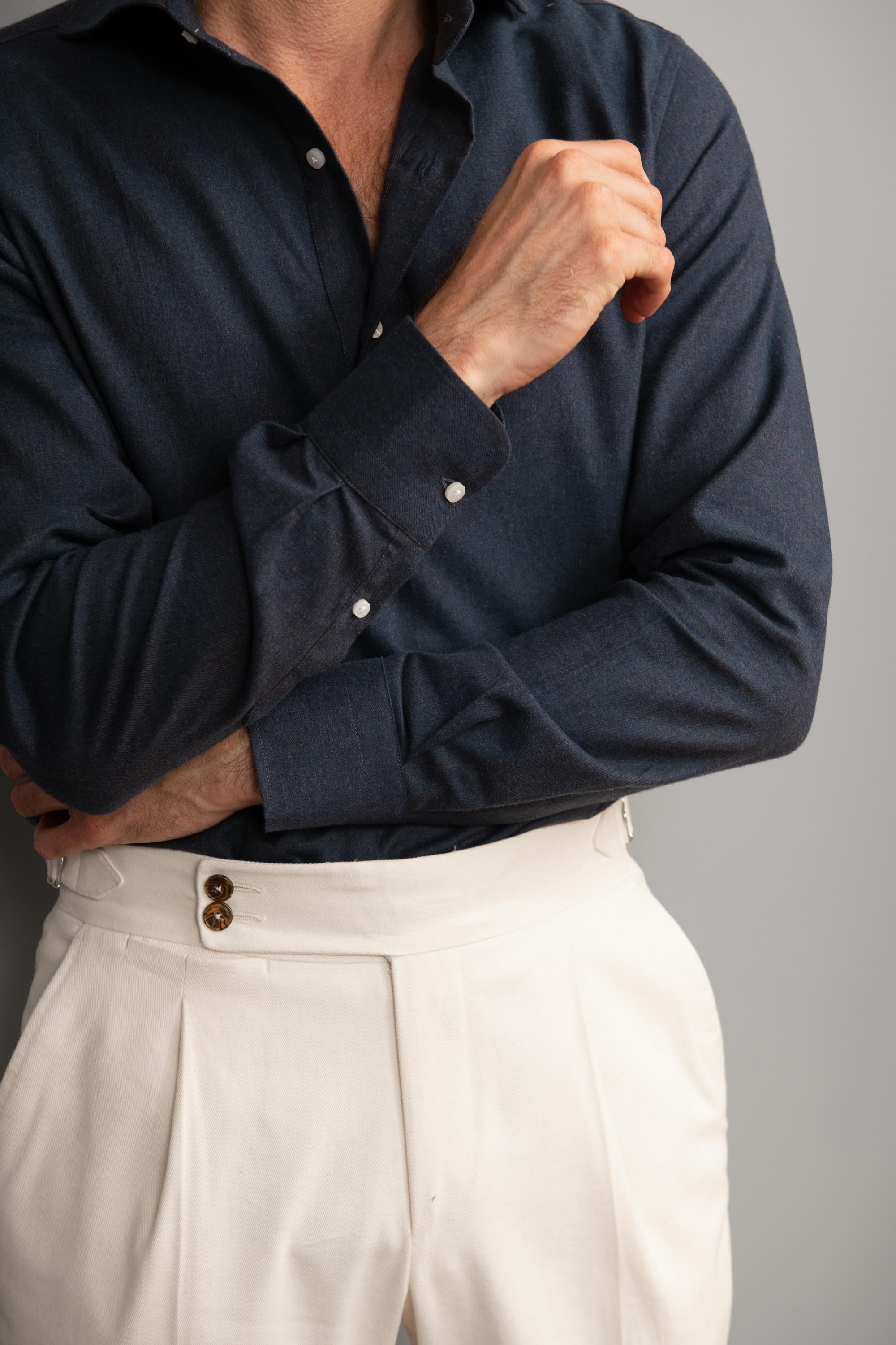 “Soragna Capsule Collection”米白色棉质长裤 - 意大利制造