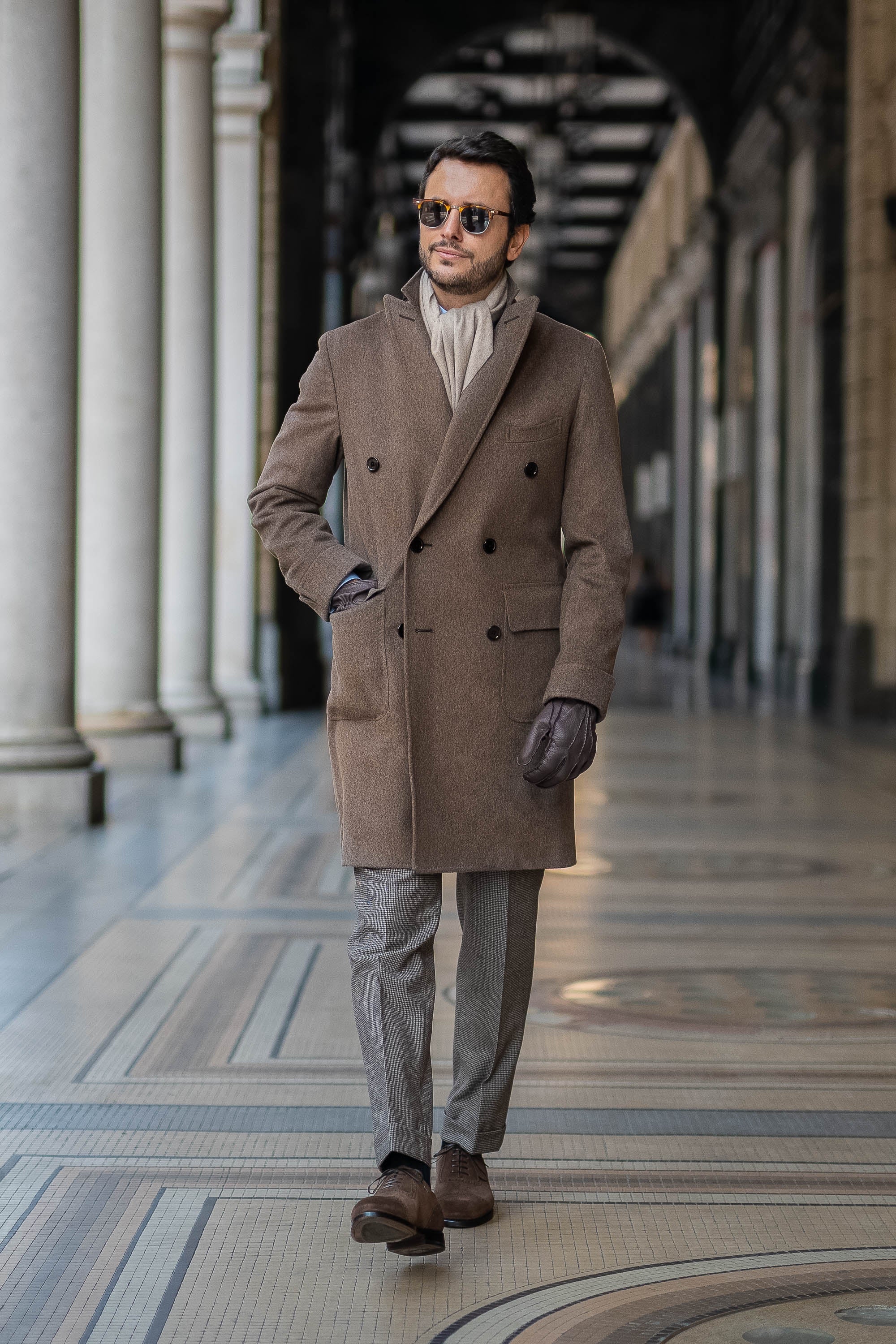 Loro Piana 羊毛灰褐色 Polo 衫——意大利制造