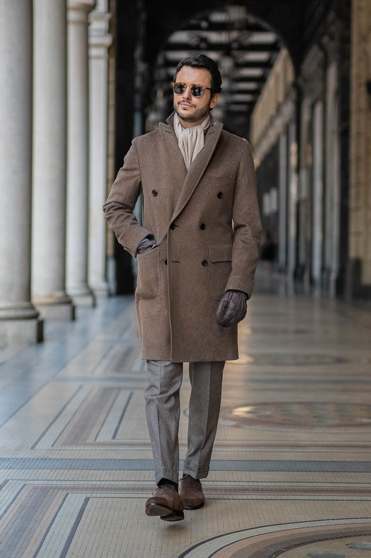 Loro Piana 羊毛灰褐色 Polo 衫——意大利制造