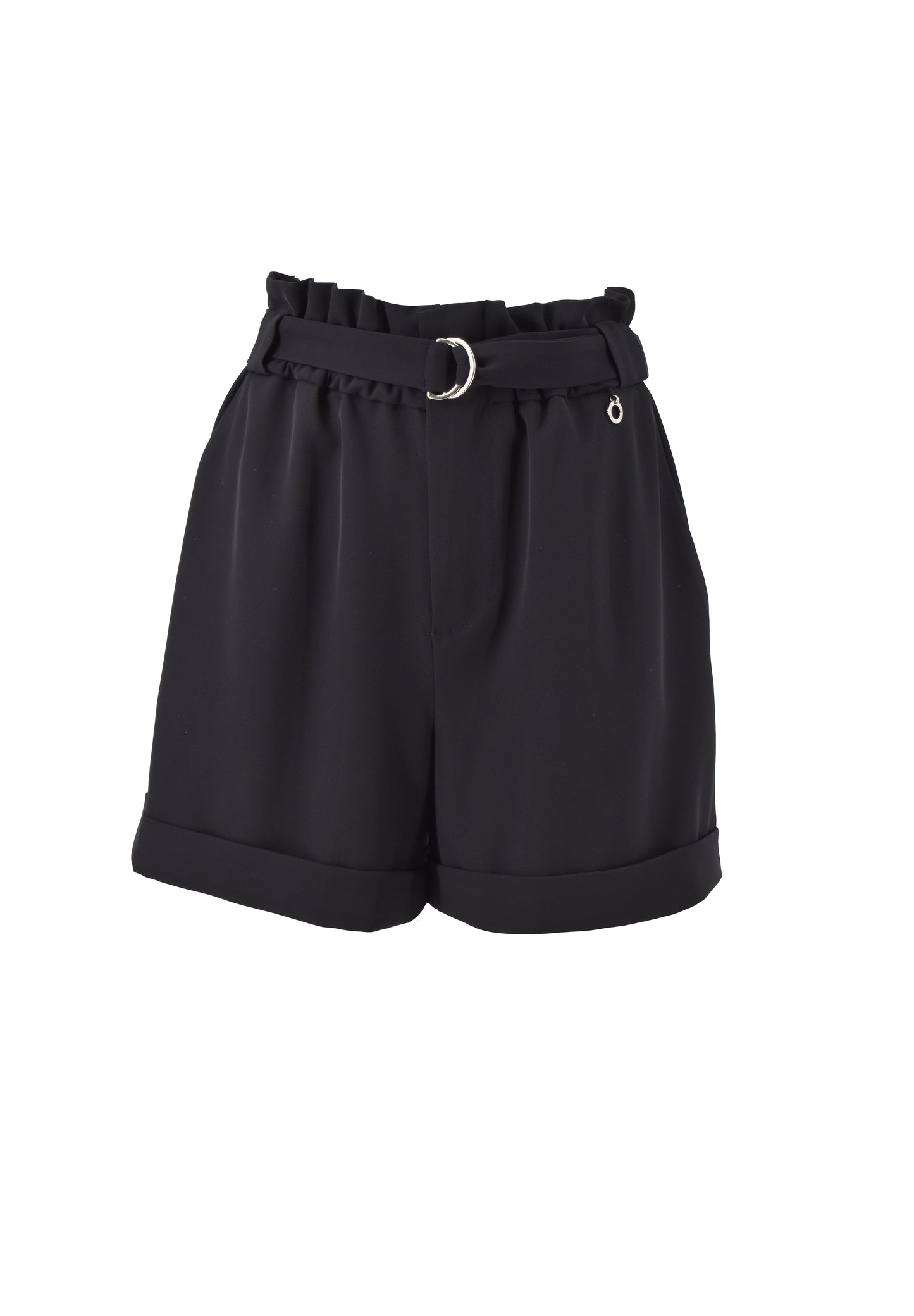 PUTHA 高腰腰带翻边纸袋短裤