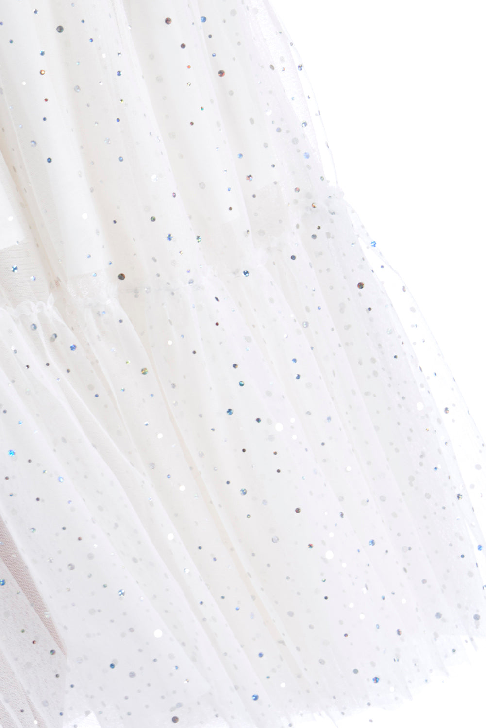 SINDY/薄纱荷叶边和虹彩应用长裙