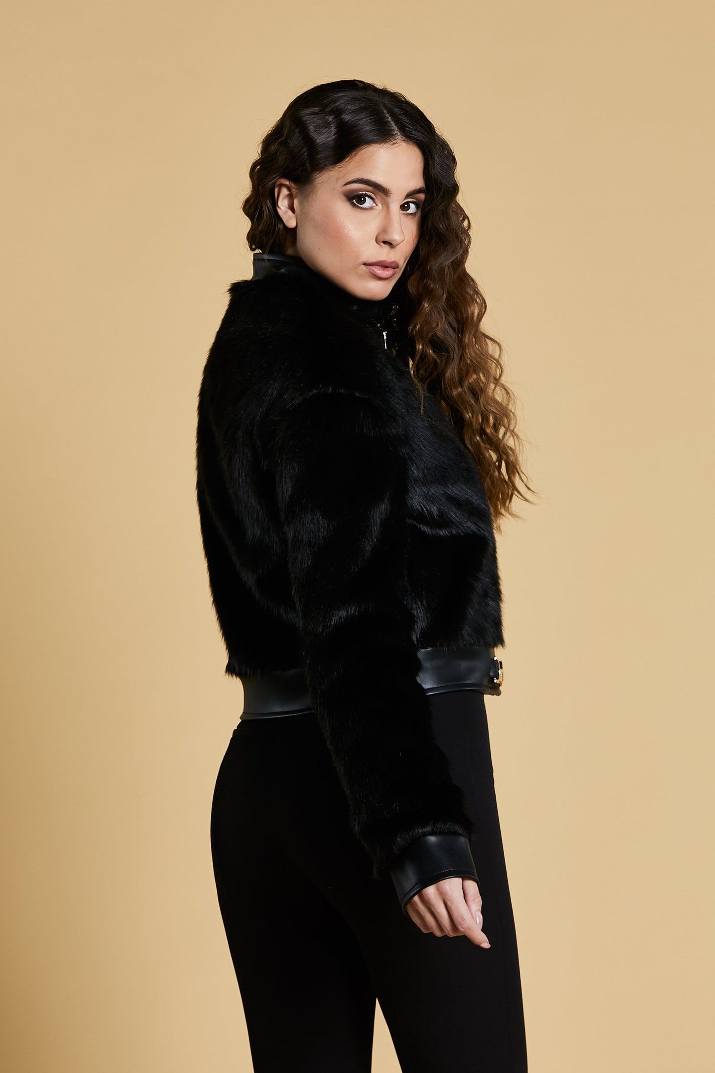 PUMA 人造毛皮长袖带拉链加人造皮革边缘加骑马搭扣