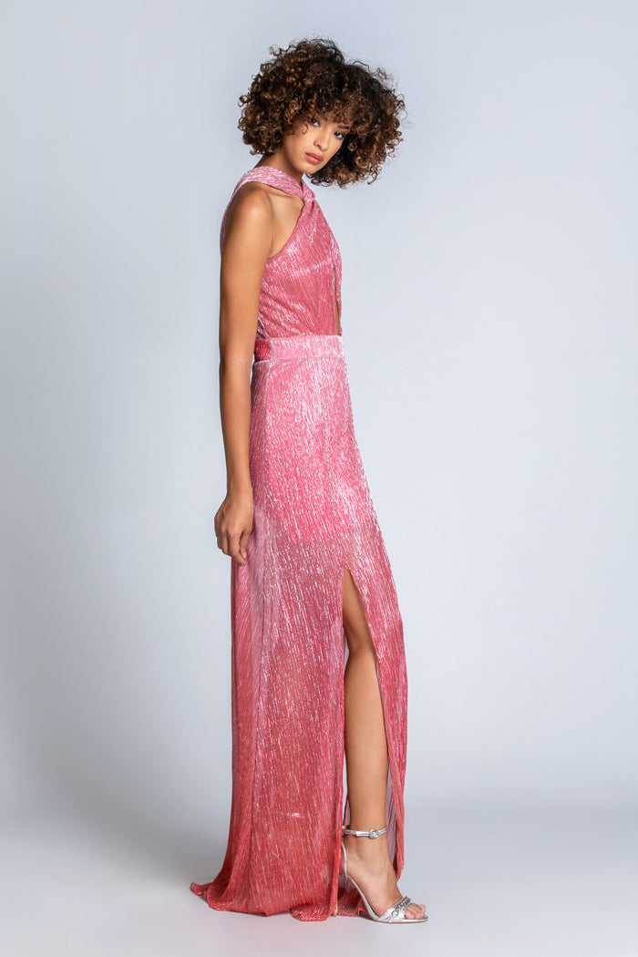 TOMORT 长款无袖连衣裙，交叉领口，下垂加阴影卢勒克斯开衩