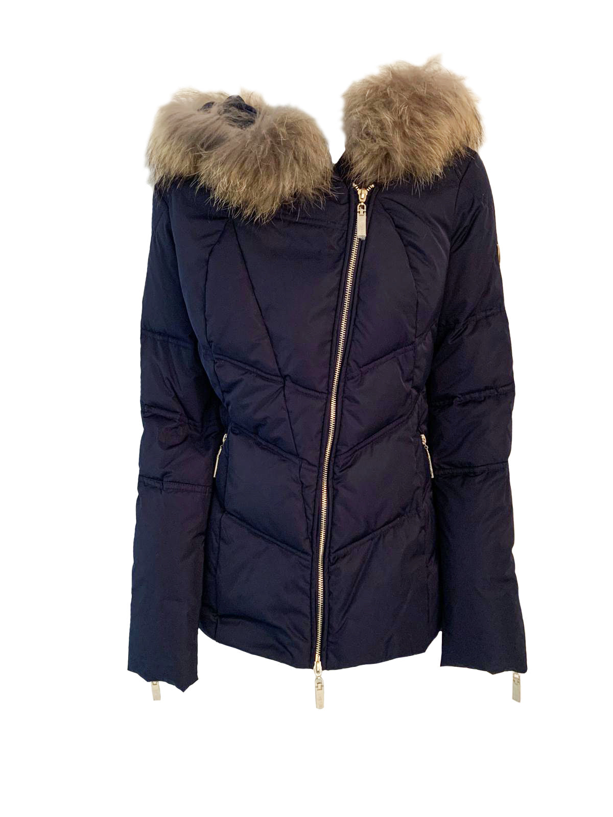 中长款羽绒服，横向拉链，宽松版型，带毛皮连帽 PILLARS/A