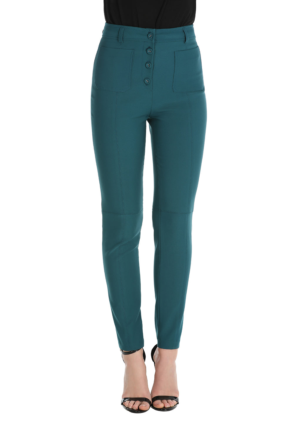 SAYELI 包扣贴袋高腰长裤