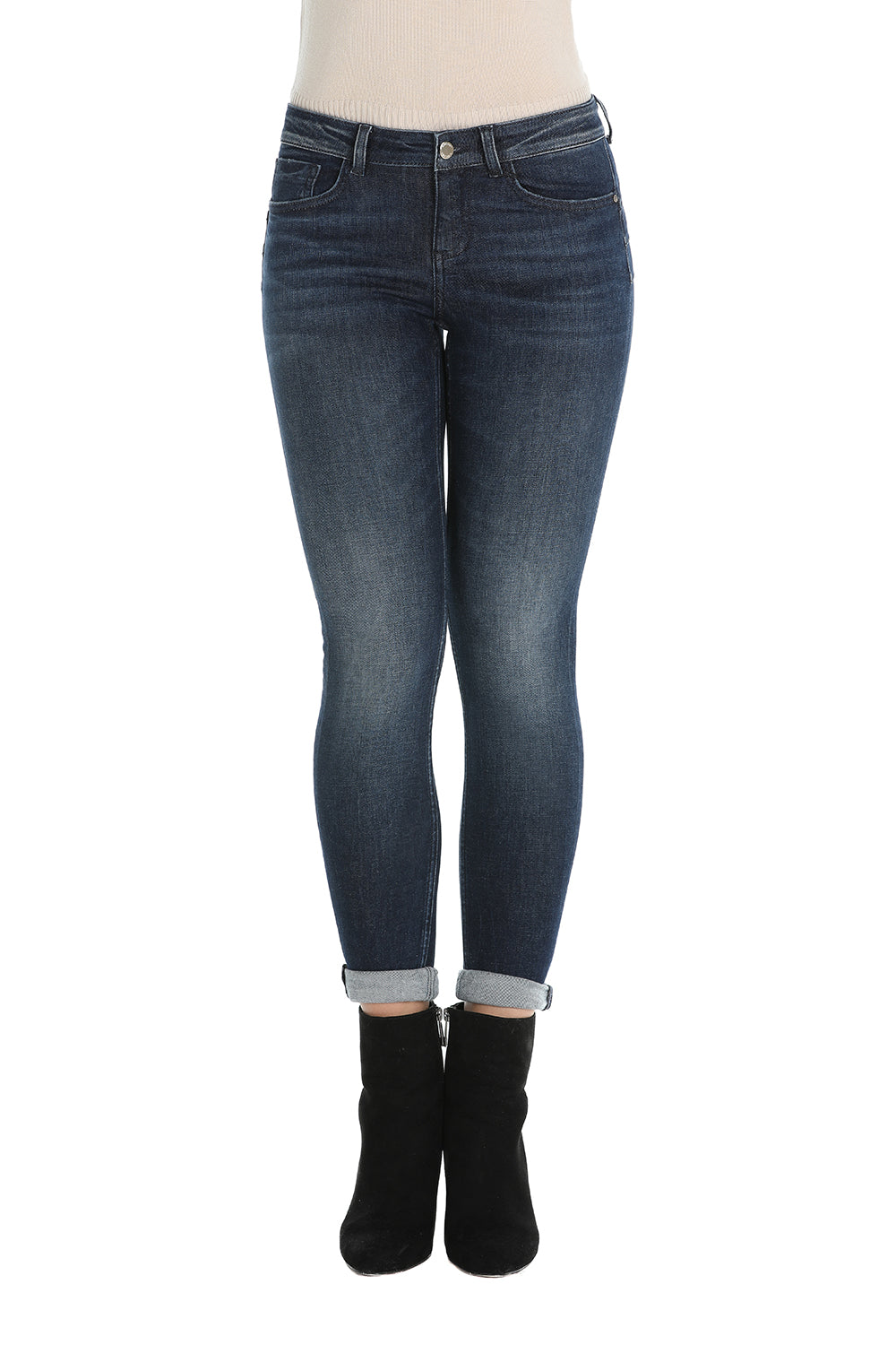 Pantalone 牛仔裤 5 tasche push up denim blue FLOORA