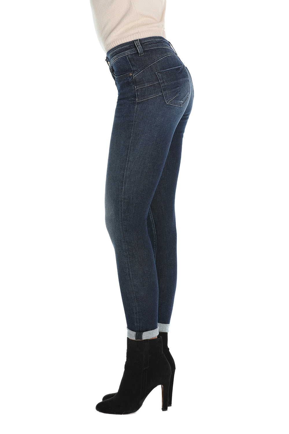 Pantalone 牛仔裤 5 tasche push up denim blue FLOORA