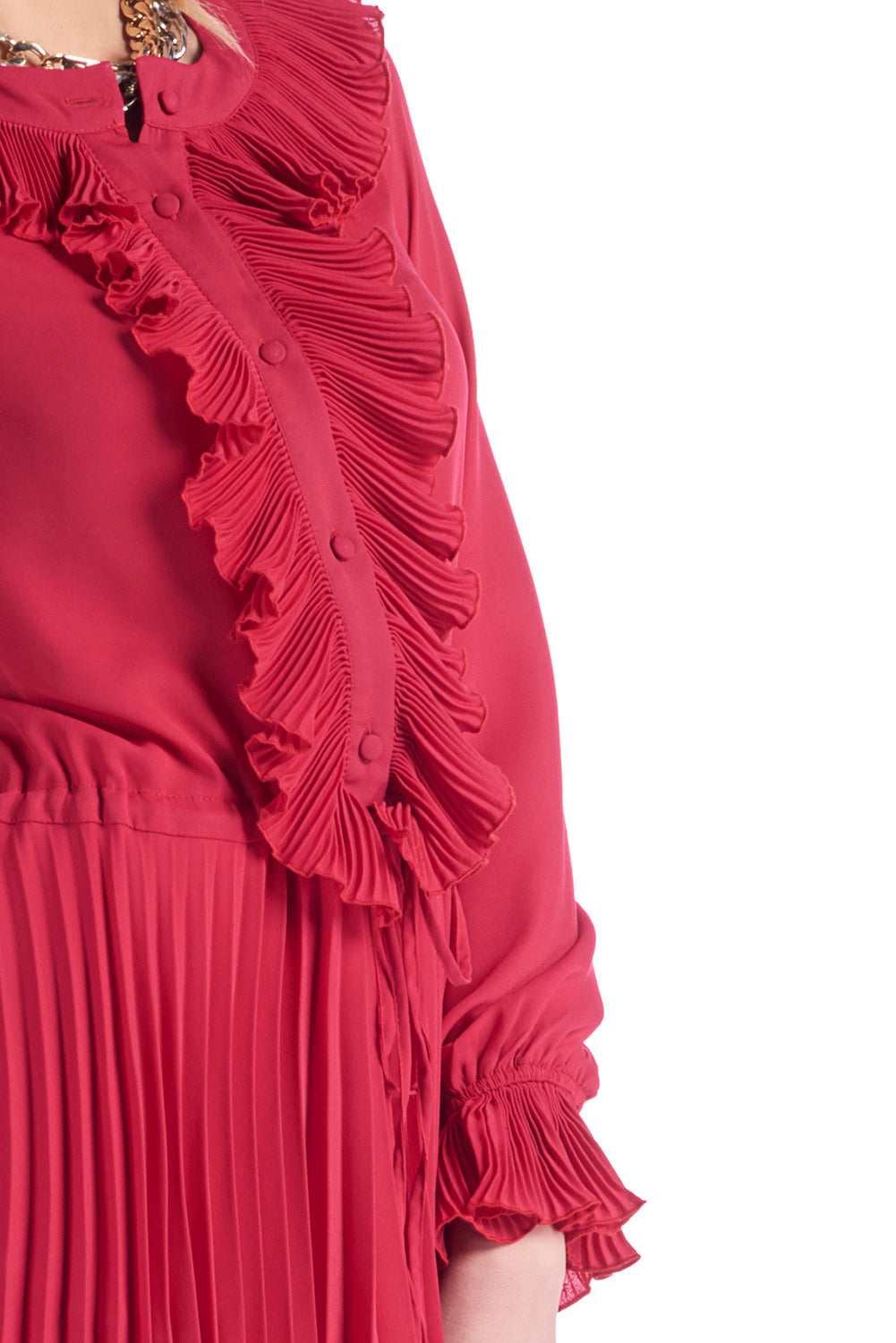 不对称裙身和 KIRTI 荷叶边连衣裙