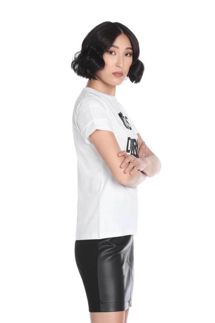 URSULA 印花饰边乔其纱半袖 T 恤