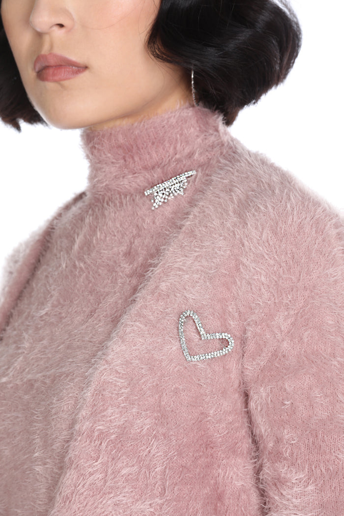 MATRIN 长袖胸针短款交叉开衫