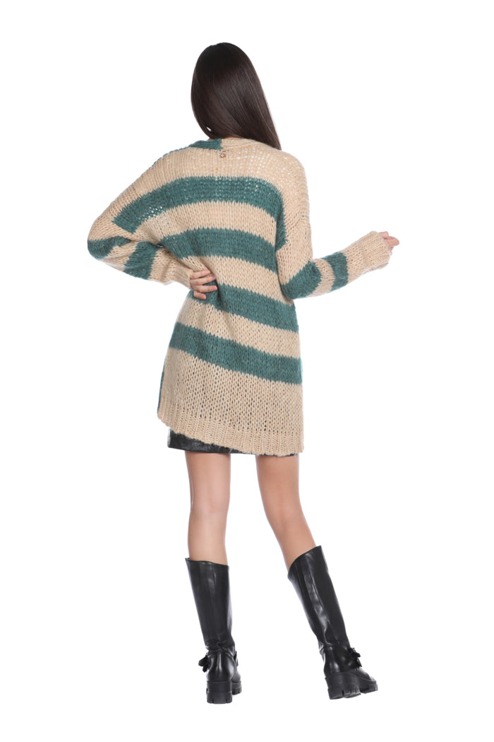 双色条纹口袋长袖 RYAN 开衫