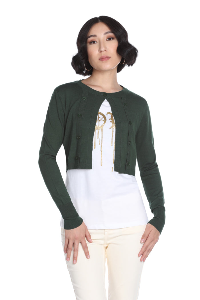 WEEDOS 纽扣短款长袖开衫