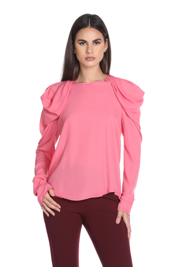 SFASET 泡泡肩低背长袖衬衫