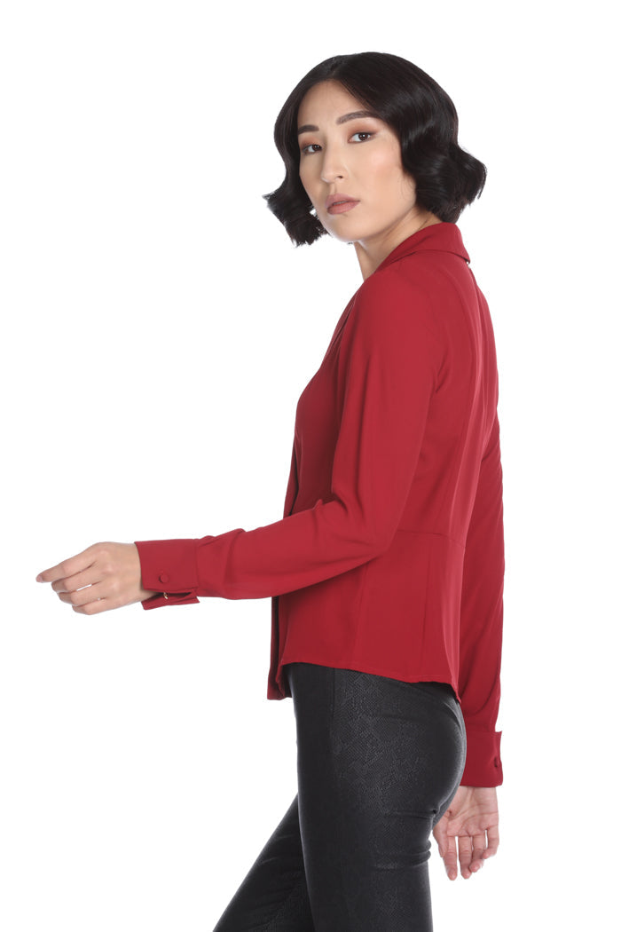 FYNTA 长袖衬衫，夹克领加纽扣，翻边袖口带双纽扣