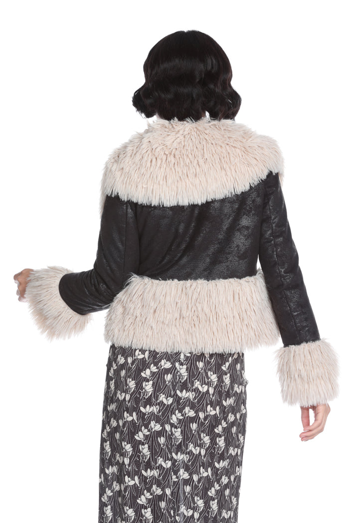 SILENTE eco 短款长袖羊皮带拉链