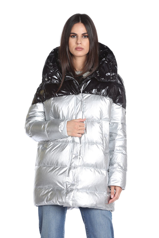 EXTREME/A 长袖羽绒服连帽加双色调超大口袋