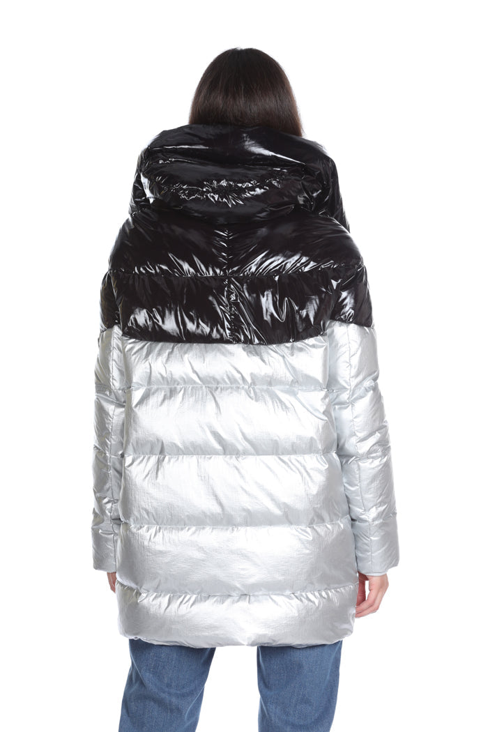EXTREME/A 长袖羽绒服连帽加双色调超大口袋