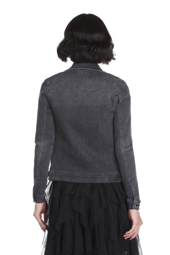 SHARMEN 水钻长袖短款牛仔夹克