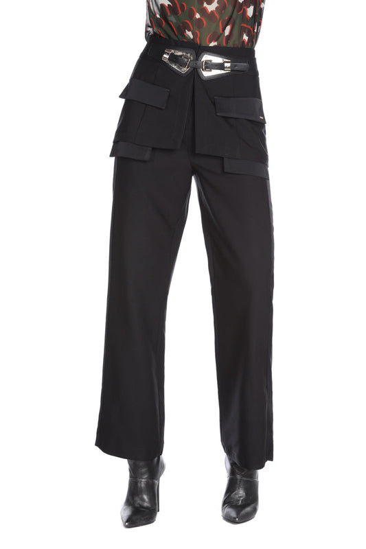 WEASLEY 高腰裤带面板加口袋加搭扣