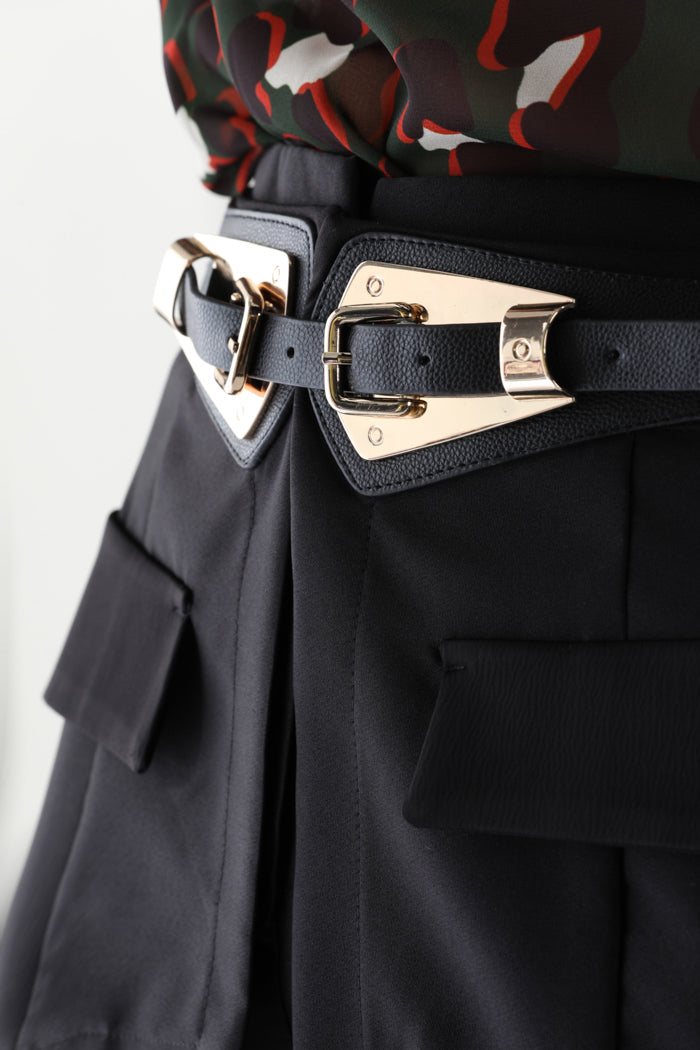 WEASLEY 高腰裤带面板加口袋加搭扣