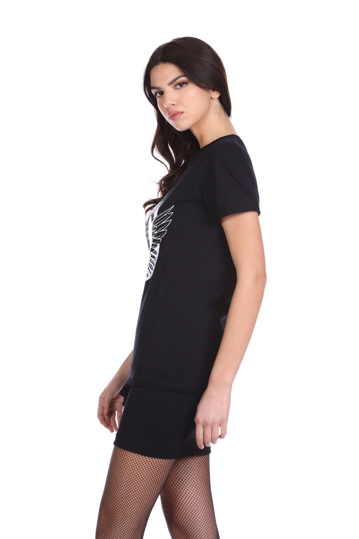 SERMIUTA 粉色翅膀印花半袖 T 恤