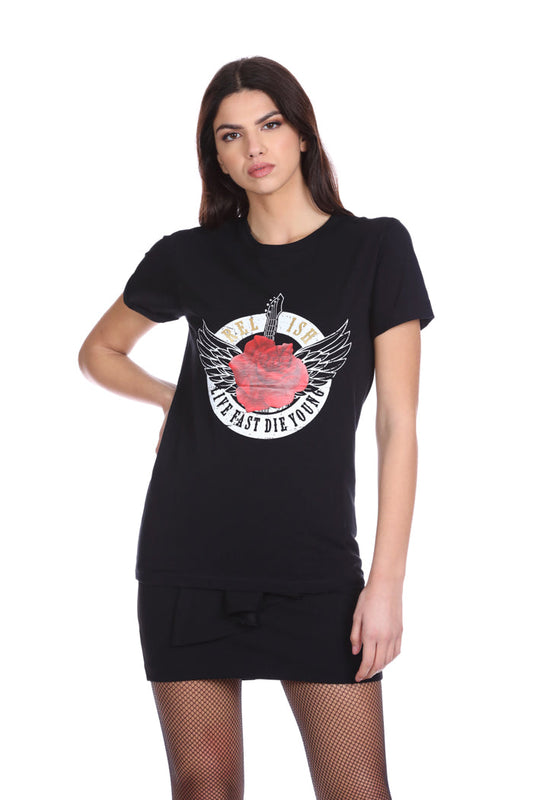 SERMIUTA 粉色翅膀印花半袖 T 恤