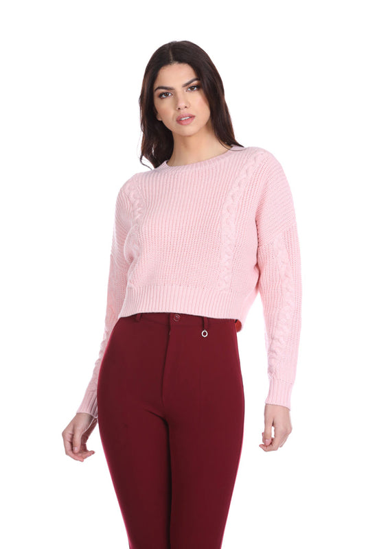 TRYNER 提花编织短款长袖毛衣