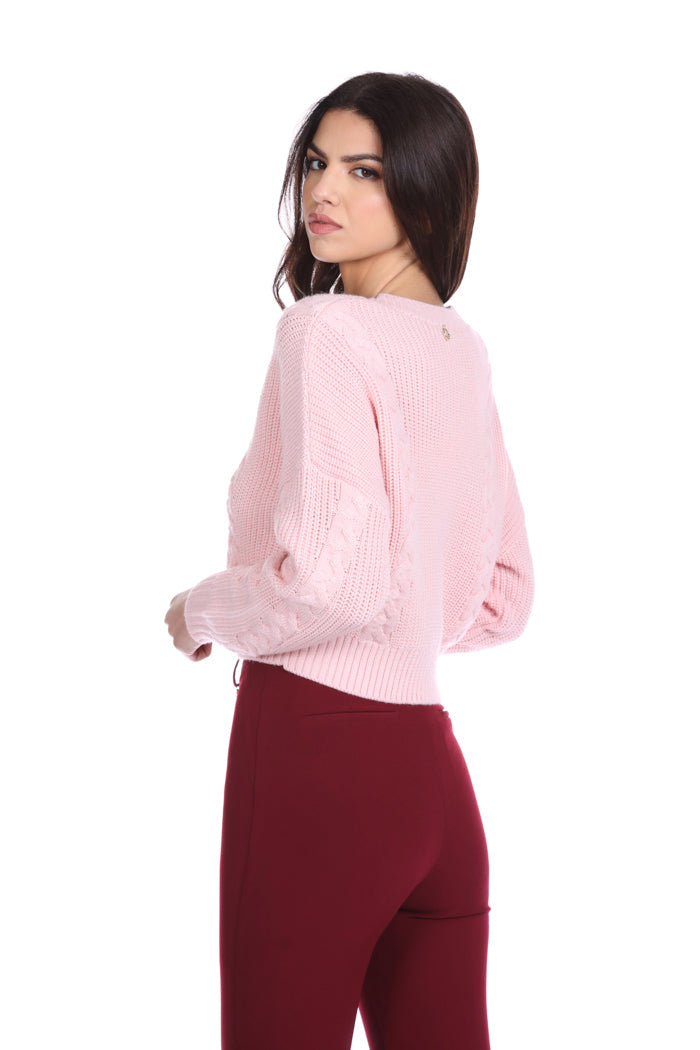 TRYNER 提花编织短款长袖毛衣