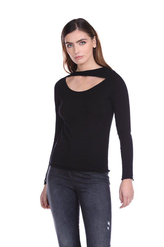 SIGAS 长袖毛衣，宝石纽扣领口带舷窗