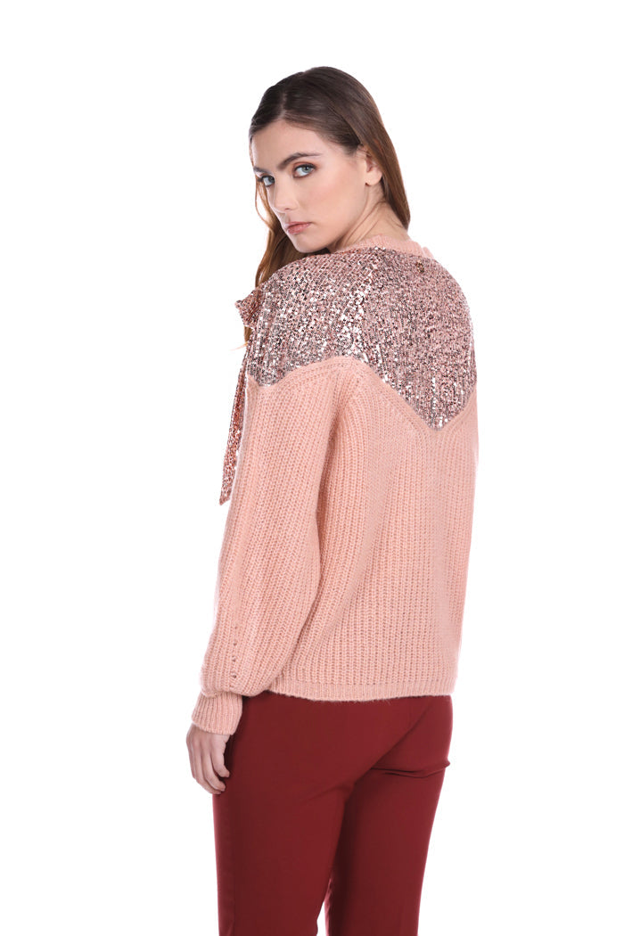 ROSLYND 气球长袖衬衫，饰有亮片镶嵌加蝴蝶结