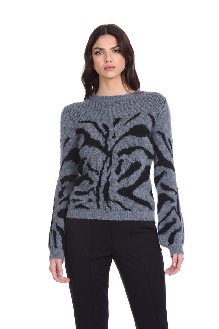 VUBRON 气球长袖毛衣加动物提花乔其丝带