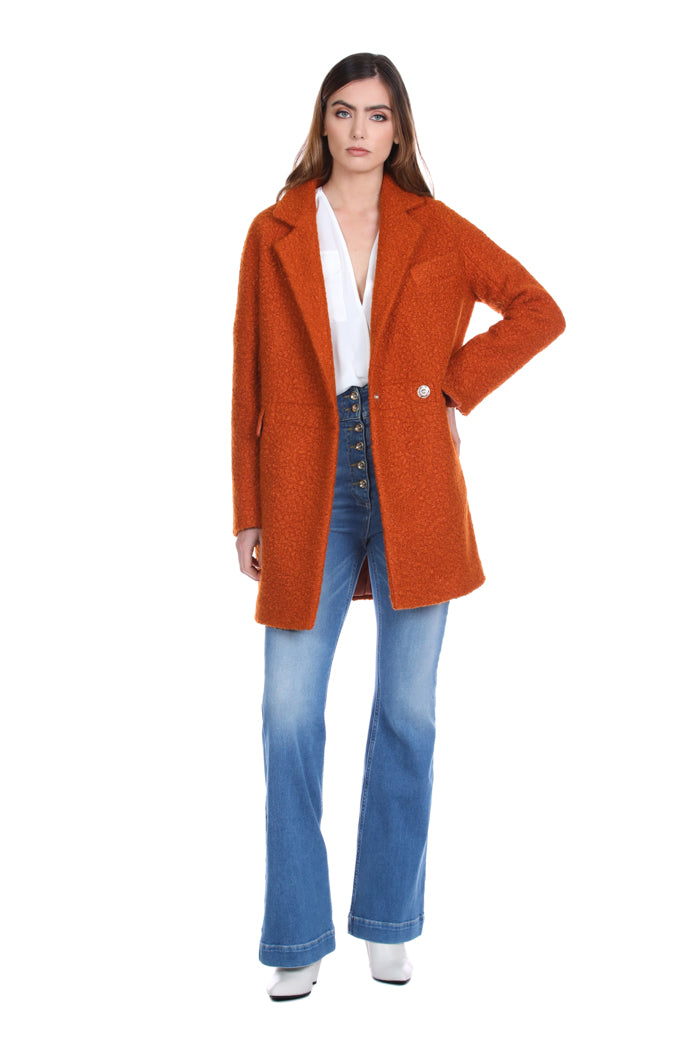 SERVAP 女式衬衫长袖交叉领口，带 Mar 加口袋加金色纽扣