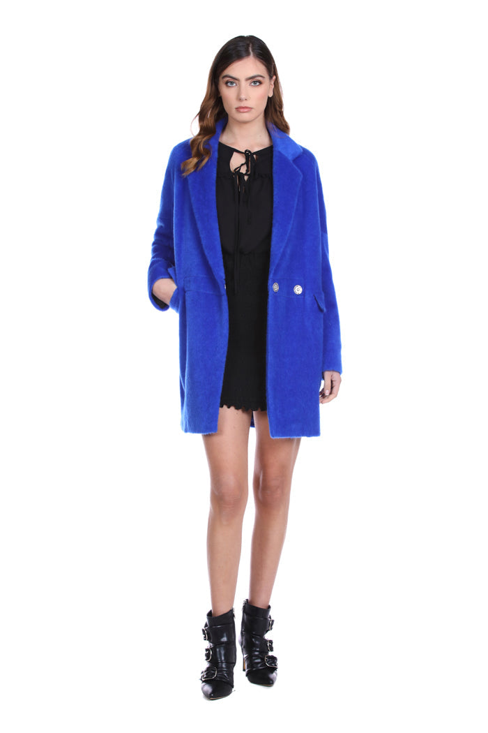 WIPO 毛皮翻盖口袋长袖双排扣大衣