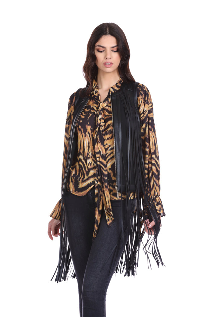 SLETTYS 流苏无袖夹克加标识腰带