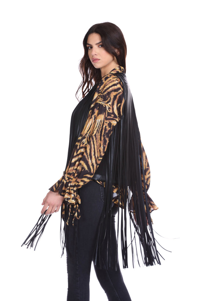 SLETTYS 流苏无袖夹克加标识腰带