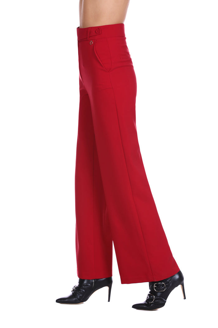 VERYGOOD 高腰阔腿裤，法式口袋加腰带