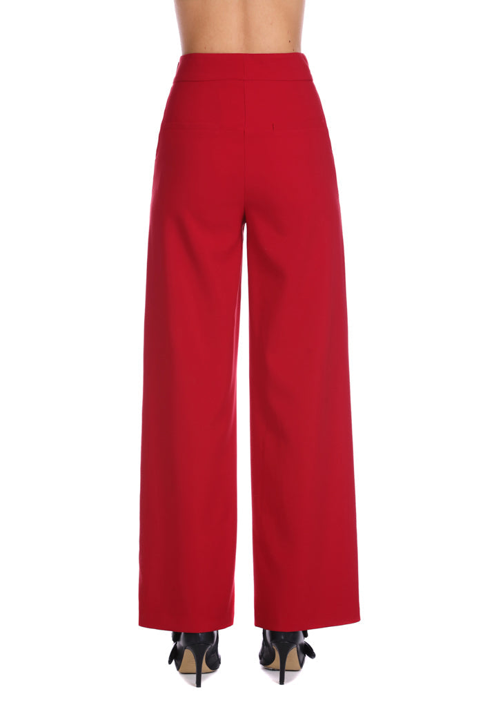 VERYGOOD 高腰阔腿裤，法式口袋加腰带