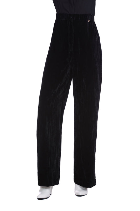 VERCIX 天鹅绒口袋高腰抽绳阔腿裤