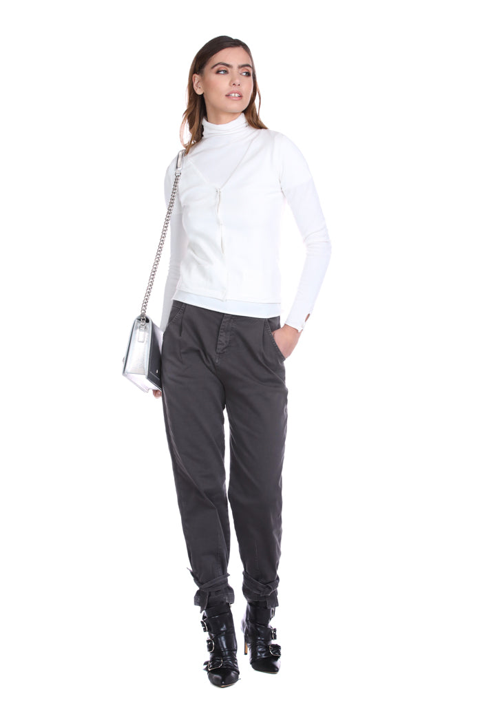 WURT 高腰长裤，配口袋加底带