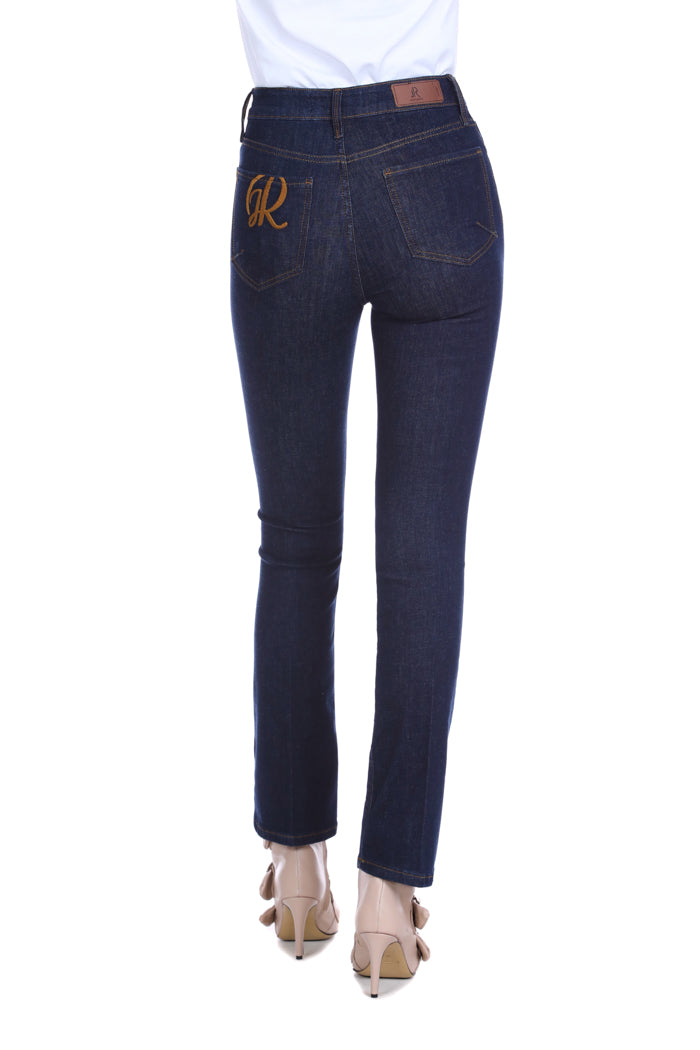 STARF 高腰牛仔裤 5 个口袋加深色牛仔标志刺绣