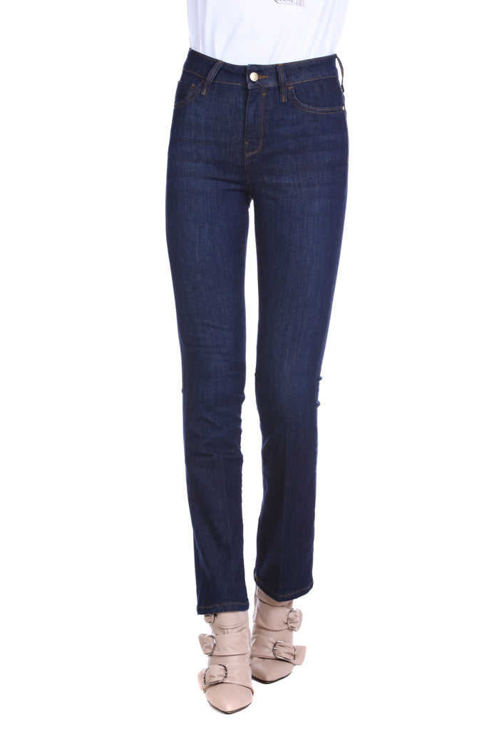 STARF 高腰牛仔裤 5 个口袋加深色牛仔标志刺绣