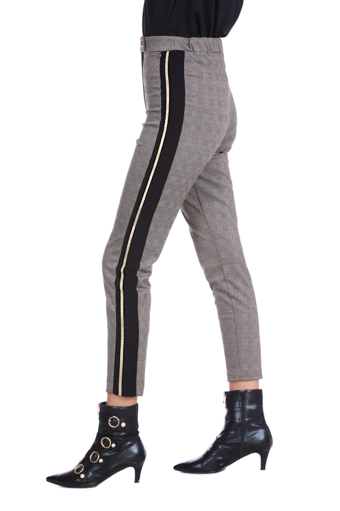 SINEKA 高腰松紧裤脚裤。 Wales p. plus 卢勒克斯带侧肋