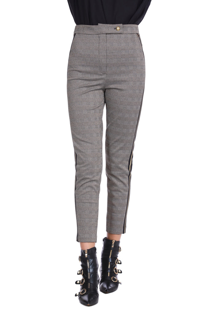 SINEKA 高腰松紧裤脚裤。 Wales p. plus 卢勒克斯带侧肋