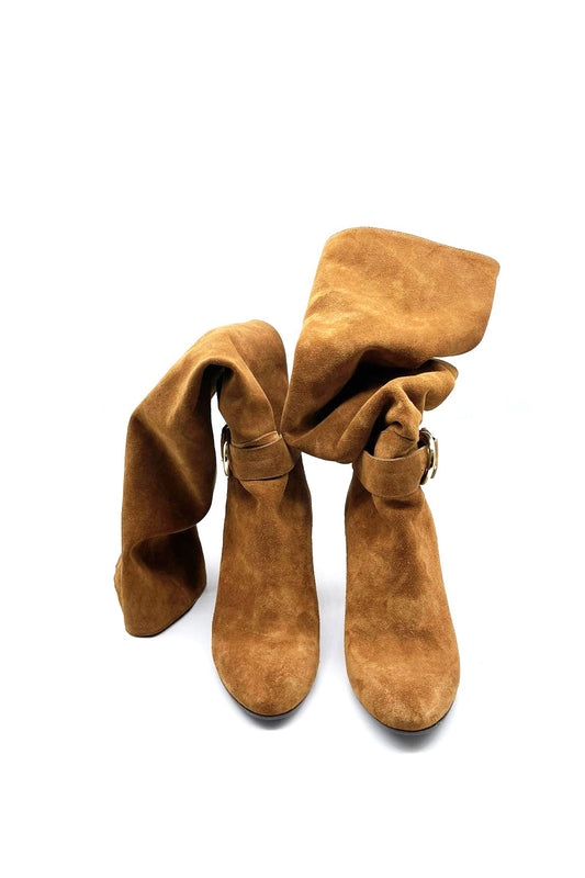 SELMA 饰带绒面革搭扣高筒靴