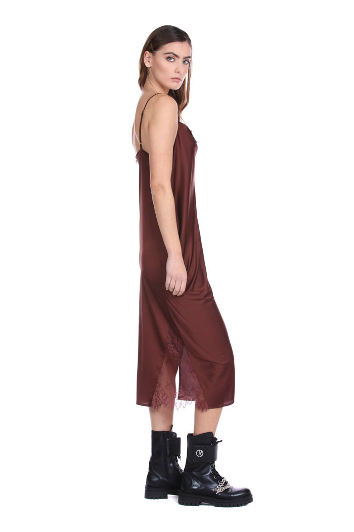 ZULEM 中长无袖连衣裙，带蕾丝嵌花和徽标刺绣