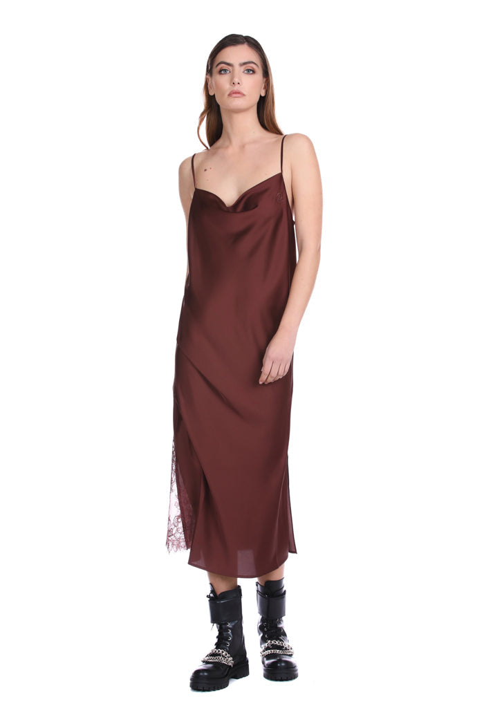 ZULEM 中长无袖连衣裙，带蕾丝嵌花和徽标刺绣