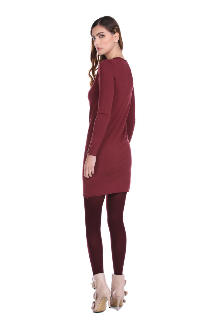 VULANSY 短款长袖连衣裙加领口配珠宝纽扣