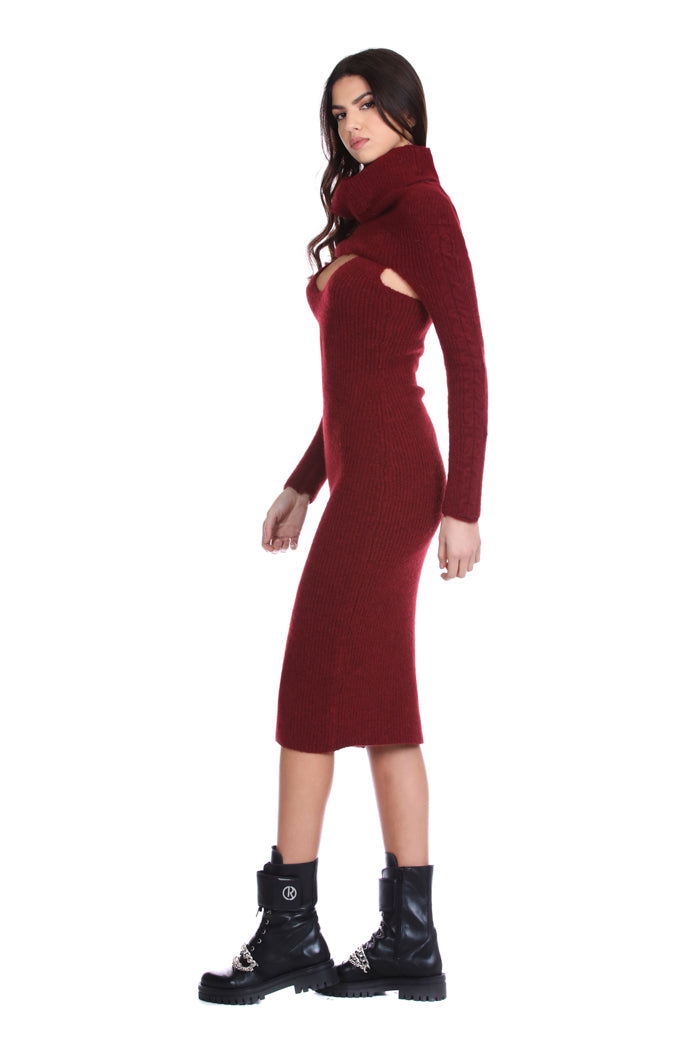 VUDREK 耸肩中长无袖连衣裙