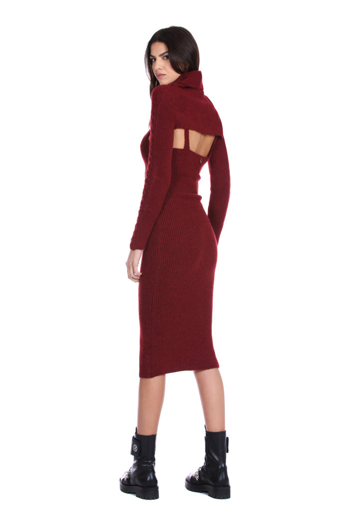 VUDREK 耸肩中长无袖连衣裙